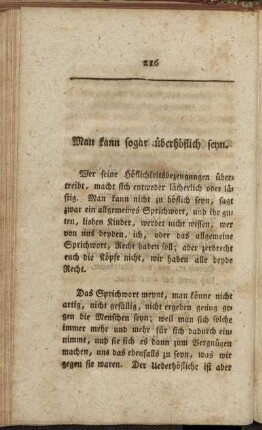Man kann sogar überhöflich seyn.