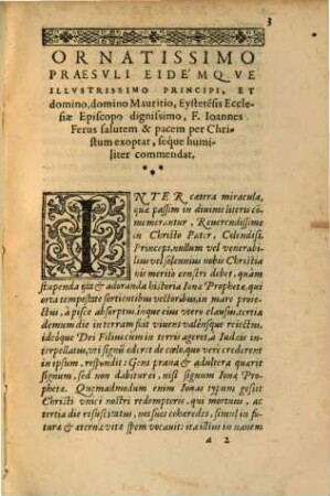 Jonas propheta, per quadragesimam explicatus