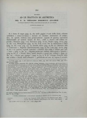 Intorno ad un trattato di aritmetica del P. D. Smeraldo Borghetti Lucchese. [Fortsetzung]