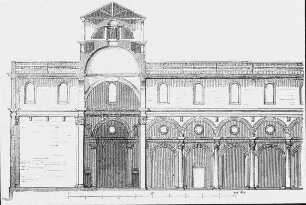 Florenz, S. Lorenzo, Längsschnitt durch Ostteil; Brunelleschi, Filippo; Manetti, Antonio