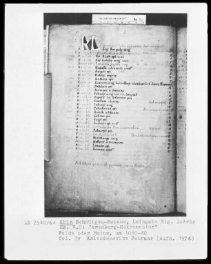 Arenberg-Sakramentar — Kalenderseite Februar, Folio 3verso
