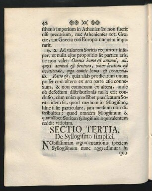 Sectio Tertia. De Syllogismo simplici