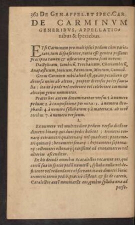 De Carminvm Generibvs, Appellationibus & speciebus.