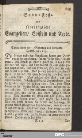 Sonn- Fest- und feyertägliche Evangelien, Episteln und Texte.
