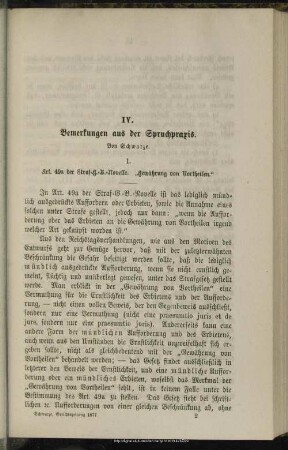 IV. Bemerkungen aus der Spruchpraxis
