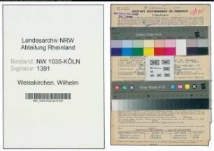 Entnazifizierung Wilhelm Weisskirchen , geb. 25.04.1903 (Baufuehrer)