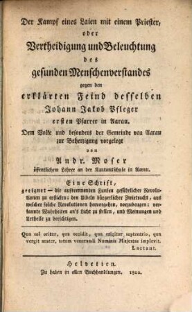 Der Kampf eines Laien mit einem Priester