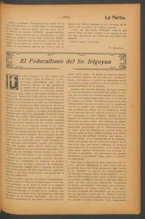 El federsalismo del Sr. Irigoyen
