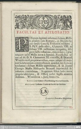 Facultas Et Approbatio