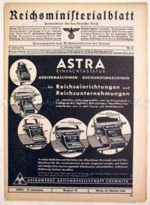 Mitteilungsblatt des Reichsministeriums des Innern