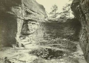 Dittersbach-Hohenleipa (Jetrichovice-Vysoká Lipa / Tschechien). Schauenstein (Hohenleipaer Raubschloss). Hauptraum. In der Mitte ein angebliches Bergungsloch für Schätze.)