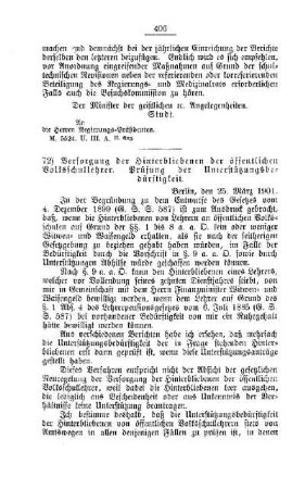 Versorgung der Hinterbliebenen der öffentlichen Volksschullehrer. Prüfung der Unterstützungsbedürftigkeit : [G. Oeffentliches Volksschulwesen]