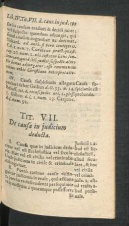 Tit. VII. De causa in iudicium deducta