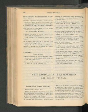 Atti legislativi e di governo del Regno d'Italia.