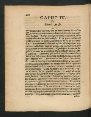 Caput IV. De Scientia An sit.