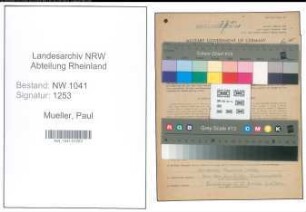 Entnazifizierung Paul Mueller , geb. 10.02.1921 ()