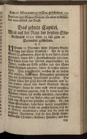 Das zehnte Capitel. Was auf der Reise der beyden Studiosorum 1730 vom 23 bis zum 26 December geschehen.
