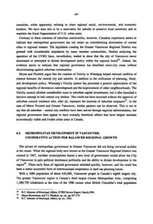 6.2 Metropolitan development in Vancouver: cooperative action for balanced regional growth