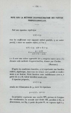Note sur la méthode d´approximation des parties proportionnelles.