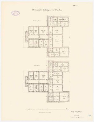 Amtsgericht und Gefängnis, Wreschen: Gefängnis: Grundriss 1. und 2. Obergeschoss 1:100