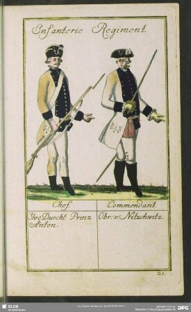 Infanterie Regiment. Chef. Ihro Durchl: Prinz Anton. Commendant. Obr. v. Nitzschwitz