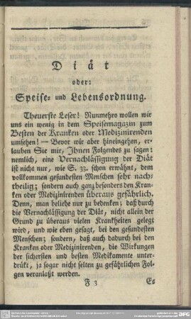 Diät oder: Speise- und Lebensordnung