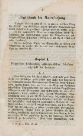 Capitel I. Dispositins-Beschränkung zahlungsunfähiger Schuldner außerhalb des Concurses.