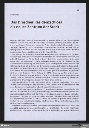 Das Dresdner Residenzschloss als neues Zentrum der Stadt