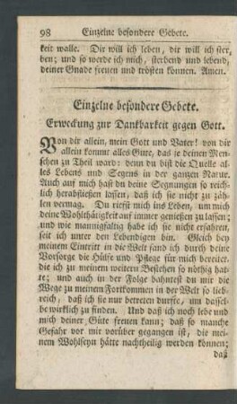 Einzelne besondere Gebete.