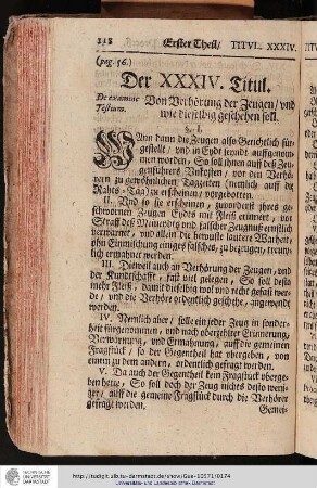Der XXIV. Titul. Von Verhörung der Zeugen und wie dieselbig geschehen soll