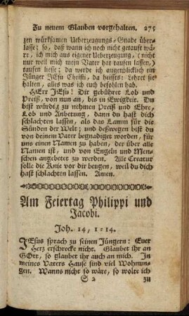 Am Feiertag Philippi und Jacobi.