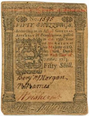 Geldschein, 50 Shillings, 1.10.1773