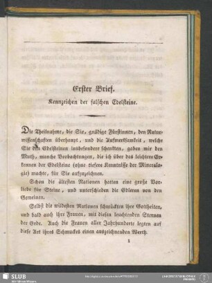 Erster Brief. Kennzeichen der falschen Edelsteine