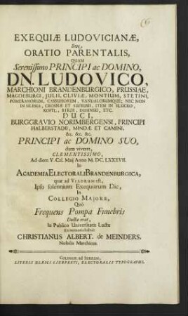 Exequiae Ludovicianae, Sive Oratio Parentalis