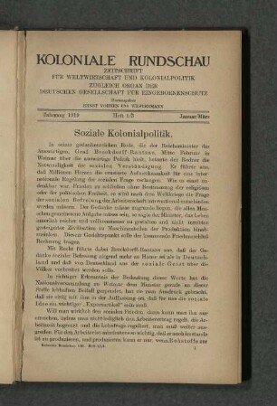 Soziale Kolonialpolitik.