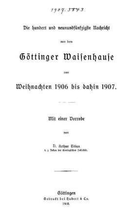 159: Nachricht von dem Göttinger Waisenhause