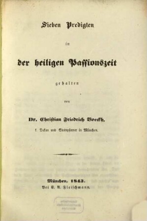 Sieben Predigten in der heiligen Passionszeit