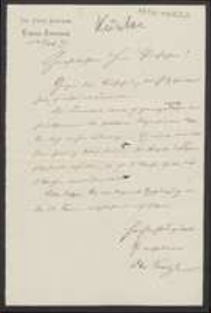 Brief von Karl Ernst Otto Kuntze an Unbekannt