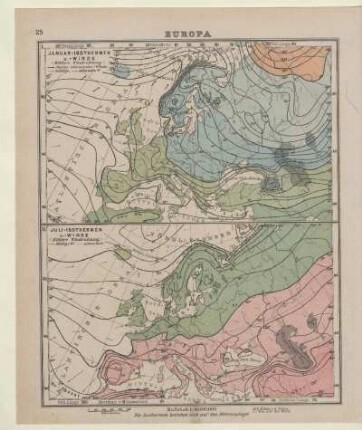 Europa. Januar-Isothermen u. -Winde