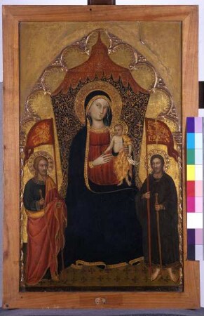 Thronende Madonna mit dem Kinde, dem Apostel Jakobus dem Älteren und dem heiligen Ranieri, Folio 00024