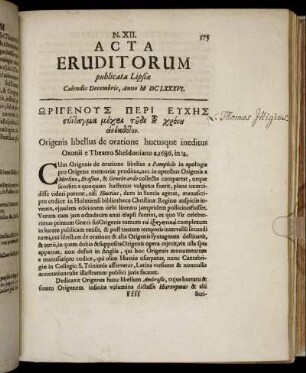 N. XII. [...] Calendis Decembris, Anno M DC LXXXVI.