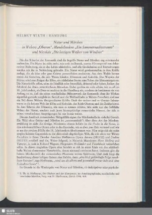 Natur und Märchen in Webers „Oberon“, Mendelssohns „Ein Sommernachtstraum“ und Nicolais „Die lustigen Weiber von Windsor“