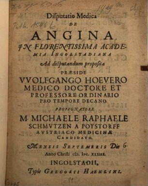 Disputatio Medica De Angina