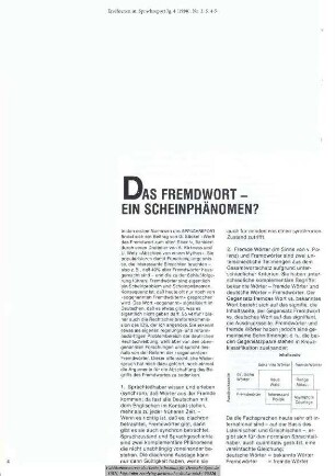 Das Fremdwort - ein Scheinphänomen