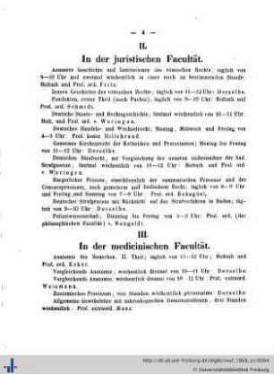 III. In der medicinischen Facultät.