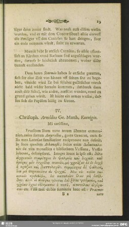IV. Christop. Arnoldus Ge. Matth. Koenigio.