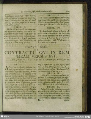 Caput XXXI. De Contractu Qui In Rem Meam Versus Est