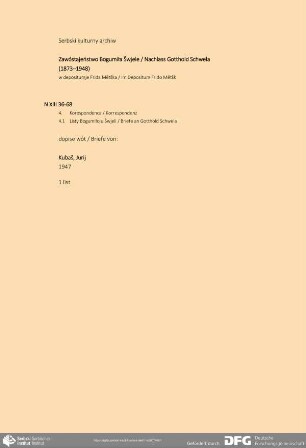 Brief von Jurij Kubaš an Bogumił Šwjela