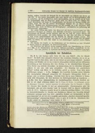 Sprechstelle der Redaktion