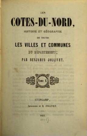 Les Cotes-du-Nord, histoire et géographie de toutes les villes et communes du département, 2